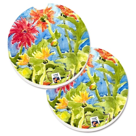 Carolines Treasures Flower Gerber Daisies Set of 2 Cup Holder Car Coaster 6038CARC